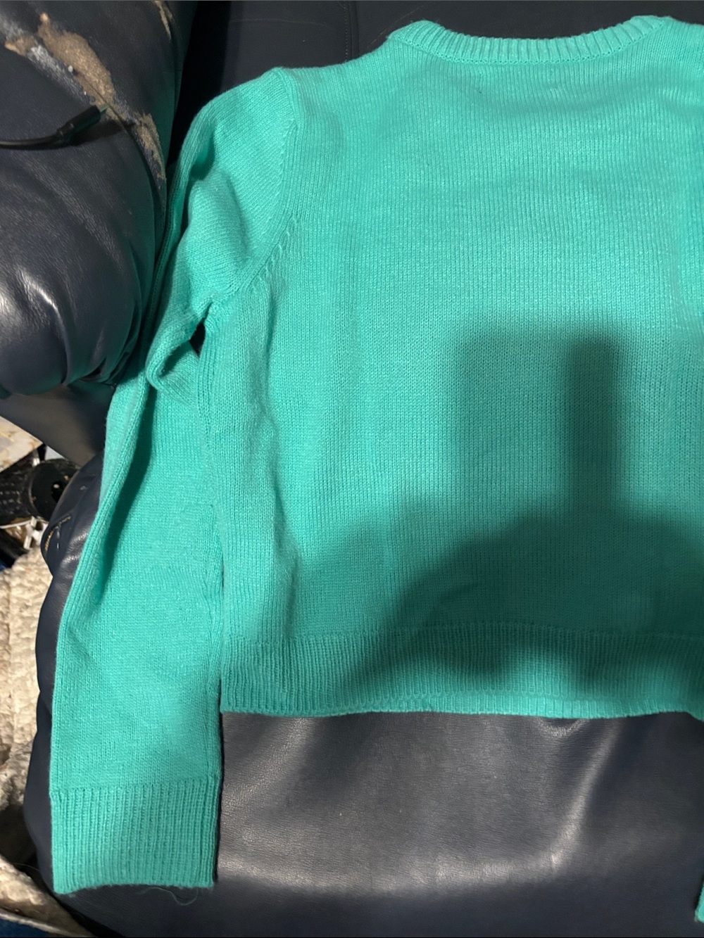 Iron Fist Turquoise Crewneck Sweater with One-Eyed Monster Burger Motif - Picture 5 of 6